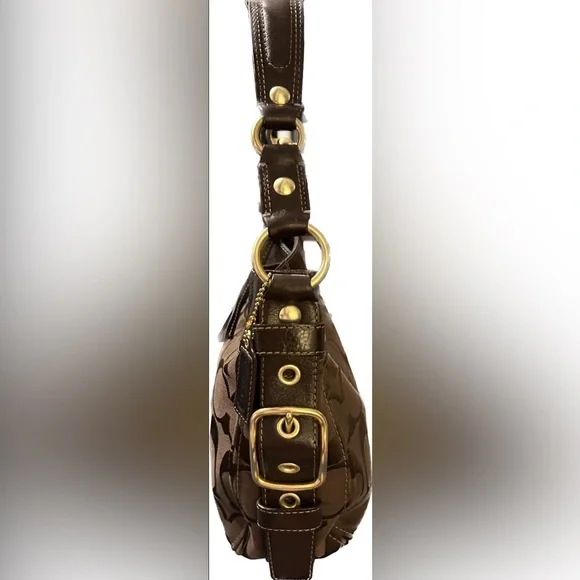 Coach Brown and Black Signature Bag - Picture 2 of 12